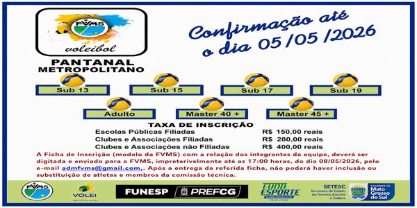 XV Copa Pantanal – Fase Metropolitana 2026